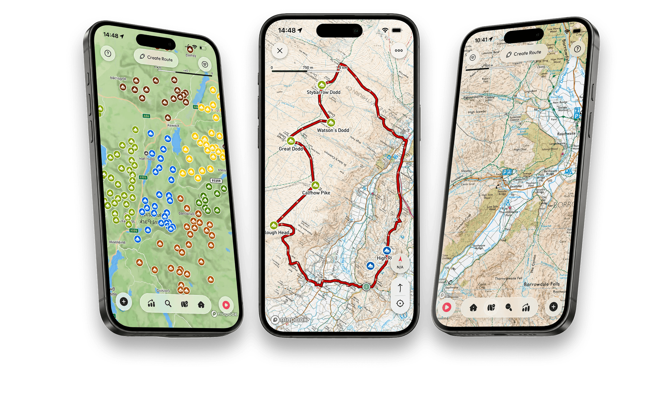 Our Fells app shown on three devices
