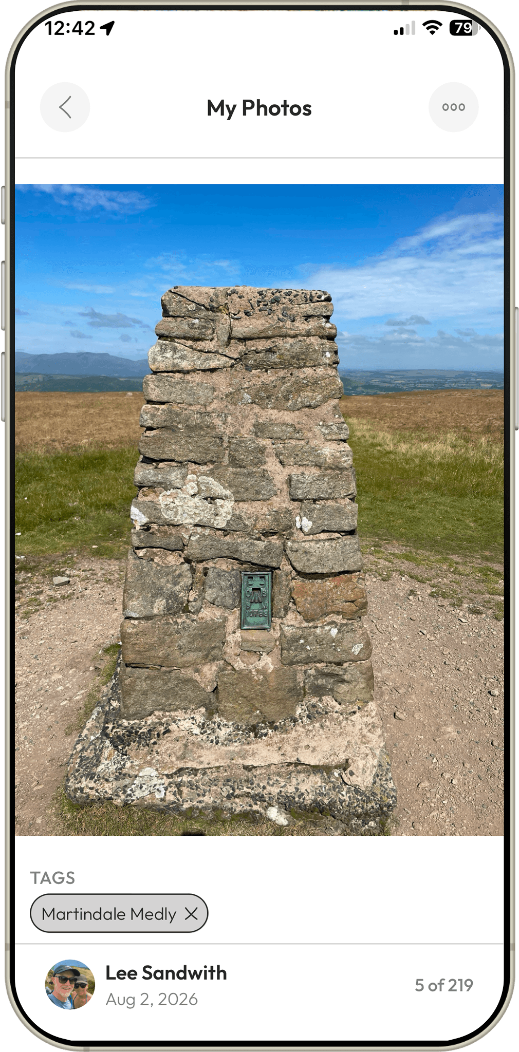 Summit photo of a trig point tagged to a Martindale walk in the Our Fells app photo journal